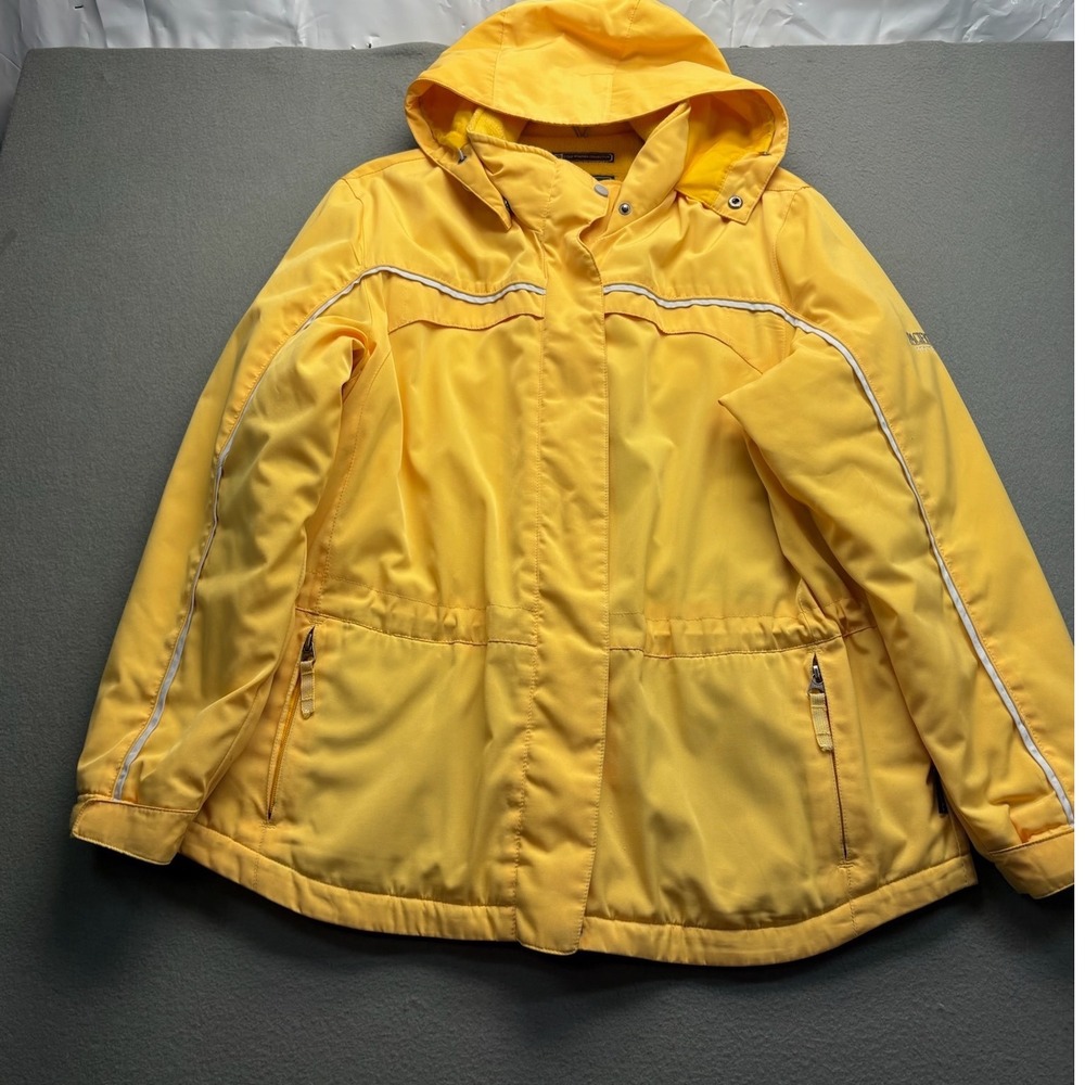 Pacific Trail Womens Yellow Cold Weather Hooded Fleece Lined Parka Jacket L
